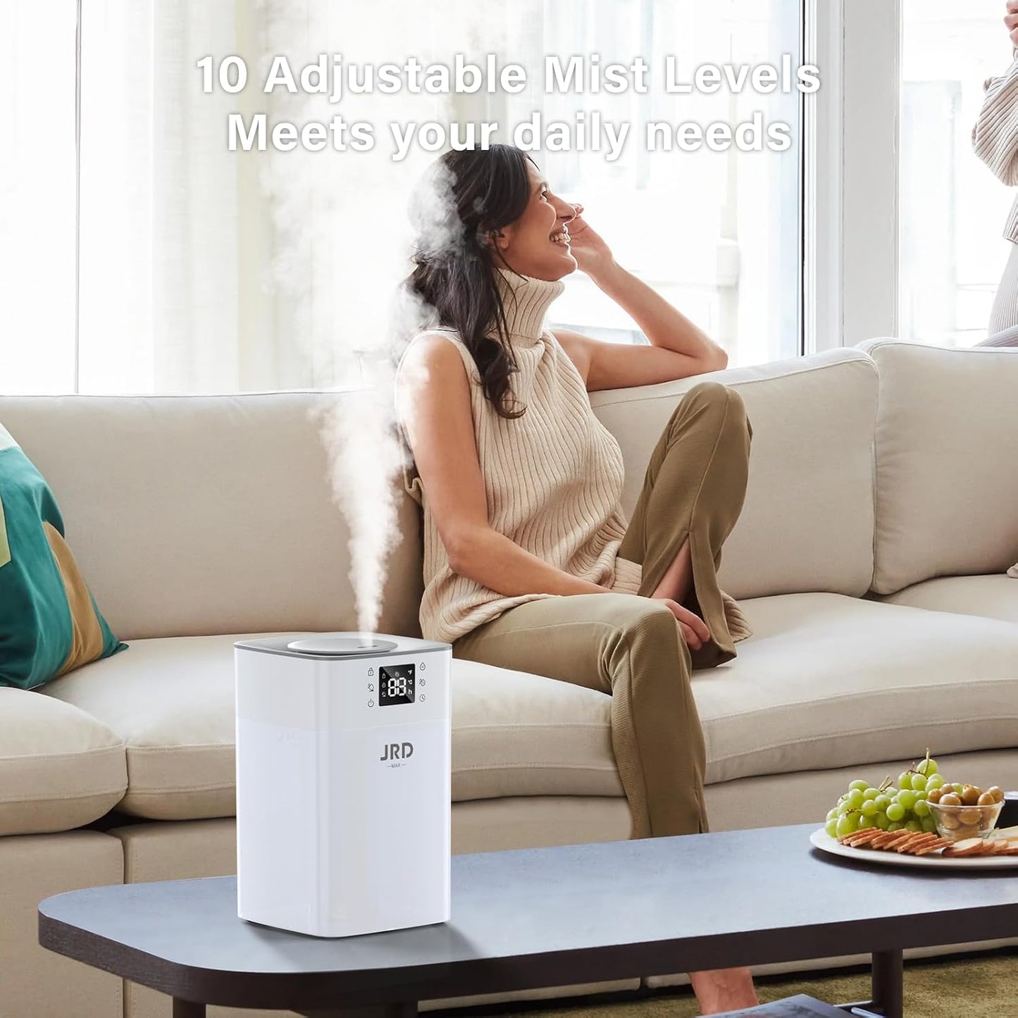 JRD 4L Humidifiers for Bedroom, Cool Mist Humidifier for Large Room, 40H Runtime, 360° Nozzle, Night Light for home