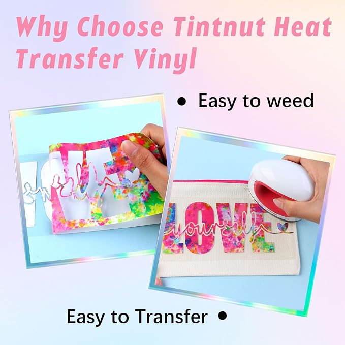 Tintnut Pink Green Splash Heat Transfer Vinyl, stretch washable, works