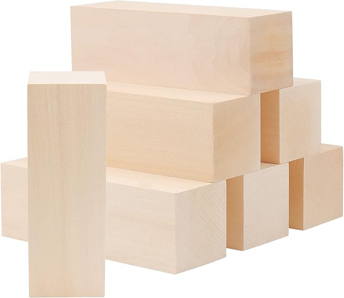 JOIKIT 15 Pack 5 x 2 x 2 Inches Basswood Carving Blocks, Unfinished Soft Wood
