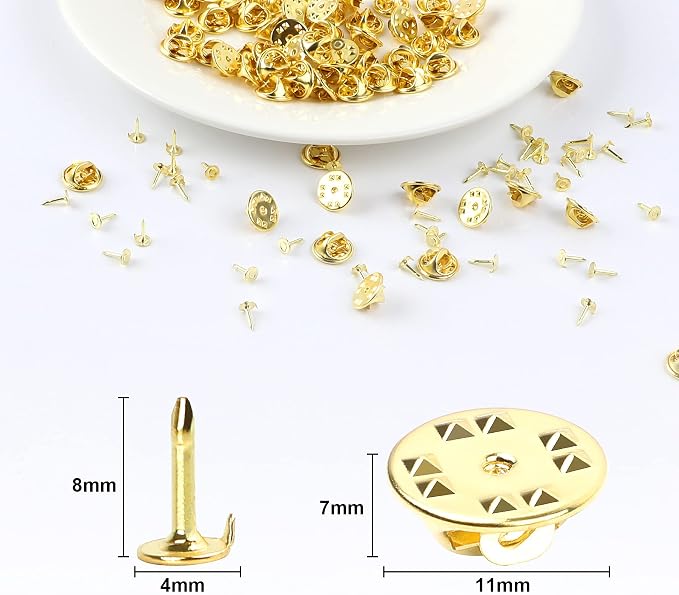 JANYUN 120 Pairs Butterfly Clutch Tie Tacks Safty Secure Pin Back | Gold Holder