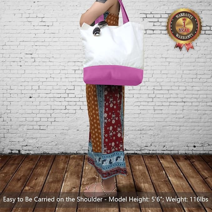 TOPDesign 3-Pack Super Strong Large 12oz Cotton Canvas Tote Bags, Reusable