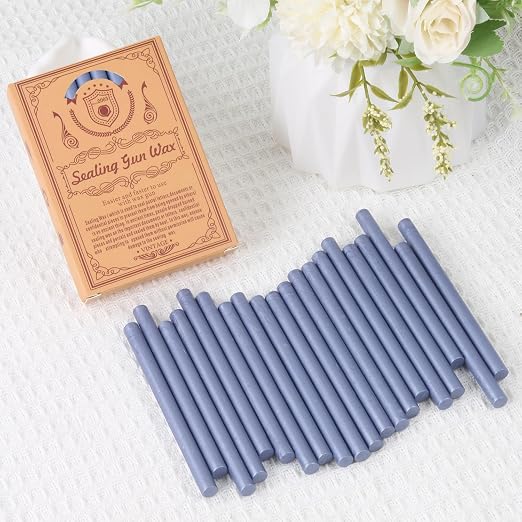 Zinc Blue Sealing Wax Sticks, WASOHLING 20Pcs Glue Gun Wax Seal Sticks