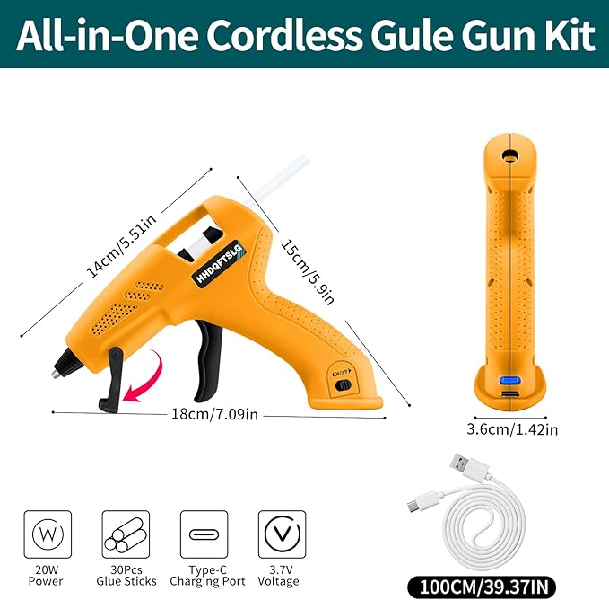 Cordless Hot Glue Gun, Fast Preheating