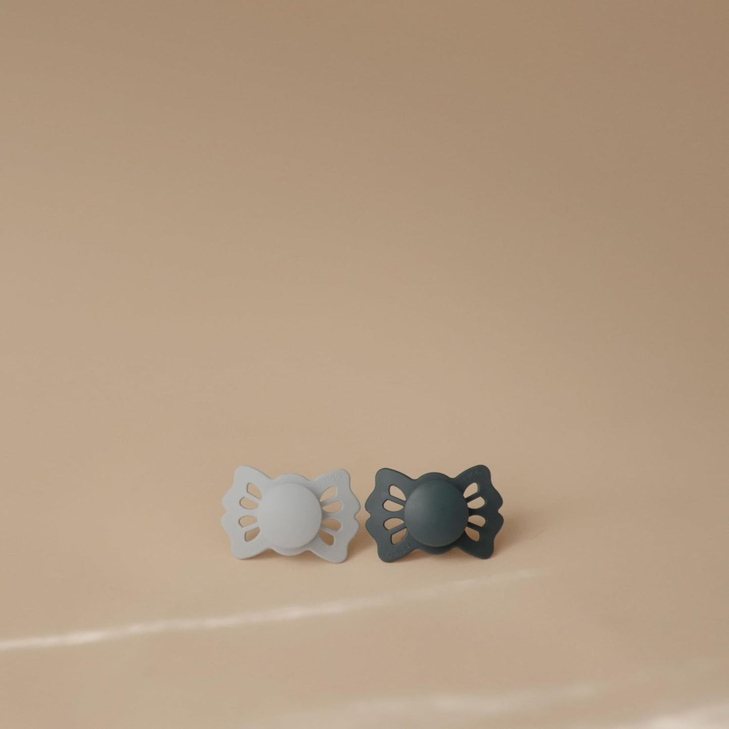 FRIGG Lucky Symmetrical SilkySoft Silicone Baby Pacifier | Made in Denmark | BPA-Free (Slate/Powder Blue, 0-6 Months)