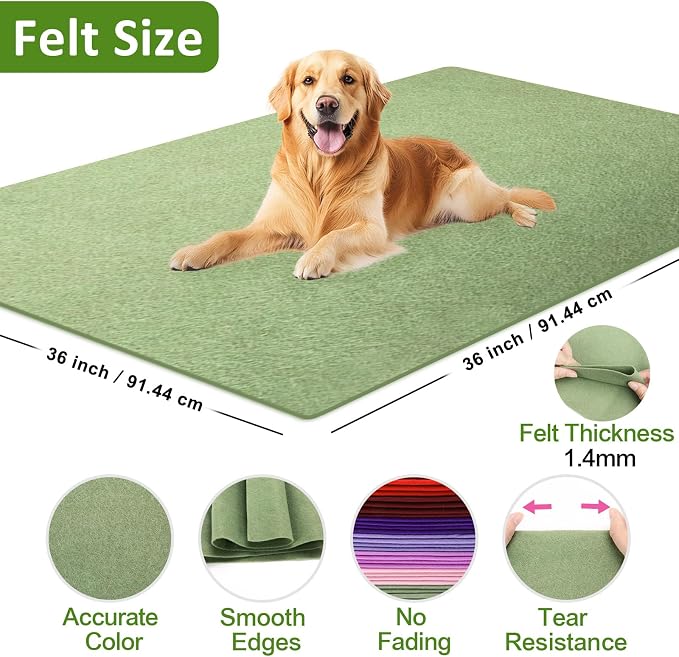 XSEINO Sage Green Large Felt Fabric 36" X 36 ", 1.4 mm Thick Soft Felt Fabric