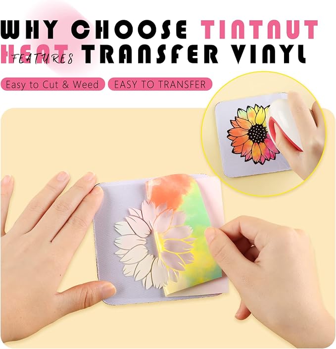 Tintnut Dreamy Tie Dye Heat Transfer Vinyl, PU HTV Sheets, easy cut & weed