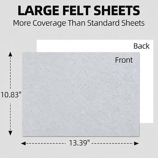 6PCS Large Self Adhesive Felt Sheet, 13.4"x10.8", 2mm Thick Stiff Felt Fabric