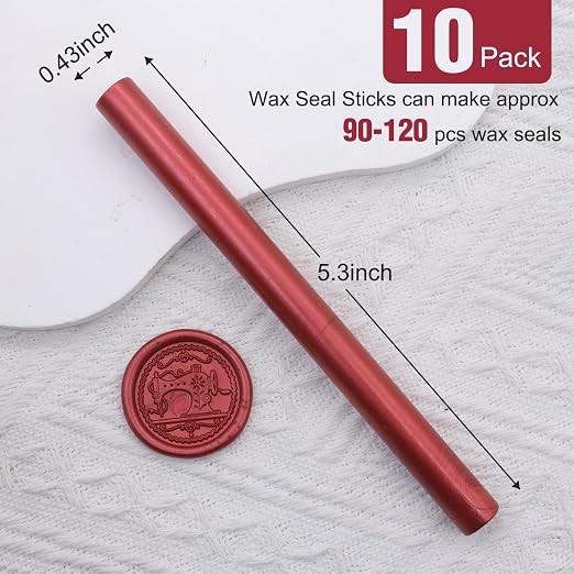 Metallic Red Sealing Wax Sticks, HOSEALING 10pcs Wine Red Glue Gun Sealing Wax