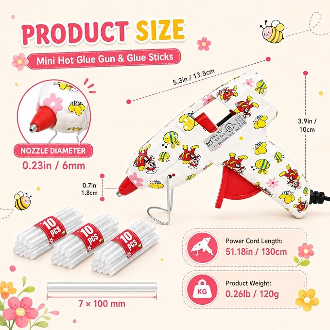 Mini Hot Glue Gun Kit with 30 Glue Sticks and Carrying Case, 15W Fast