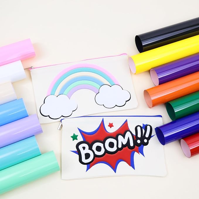Puff Vinyl Heat Transfer-18 Pcs Puff HTV Heat Transfer Vinyl Sheets Assorted