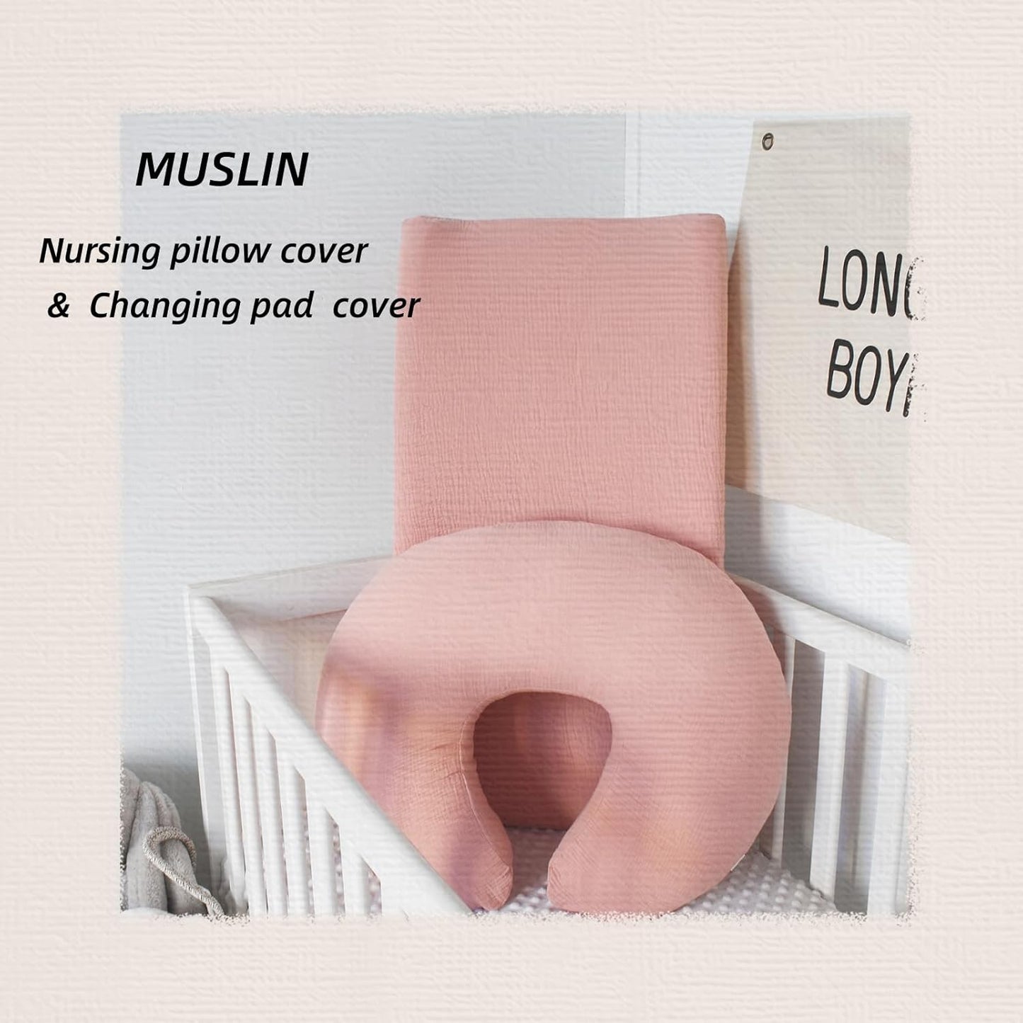 Owlowla Muslin Changing Pad Cover 2PACK,Soft Muslin Cotton Diaper Changing Pad Covers Changing Table Cover for Baby Boy Girl(Cream&Blush)
