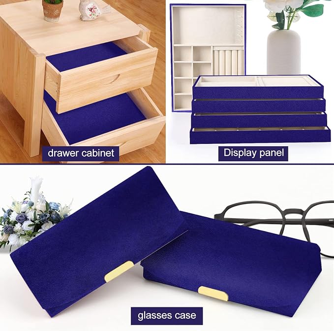Removable Velvet Fabric Self Adhesive Felt Fabric Liner Blue Velvet Drawer Liner