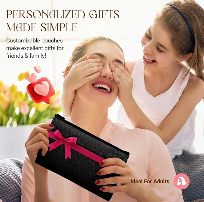 80 PCs 8.3x4.7 Black canvas Zipper Pouch, Makeup Bags Bulk Pencil Pouch