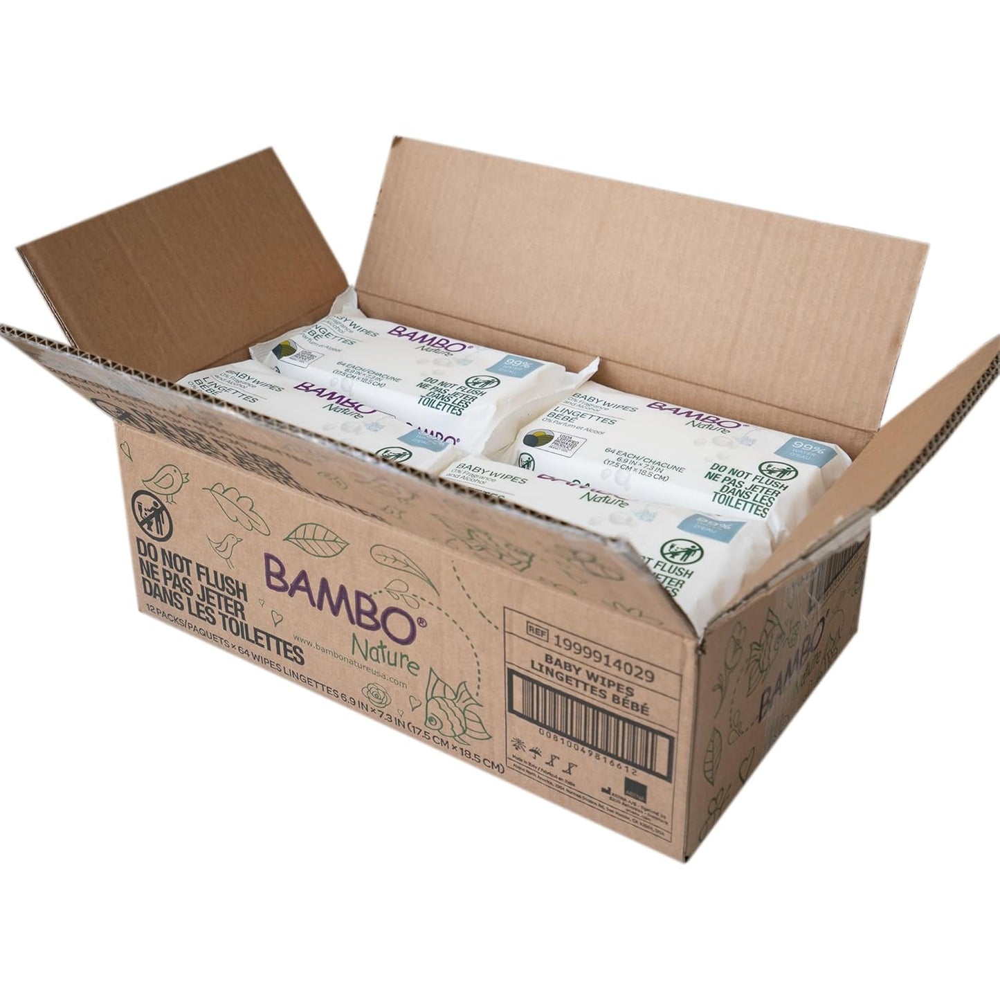 Bambo Nature USDA Certified Biobased Baby Wipes 64 Count