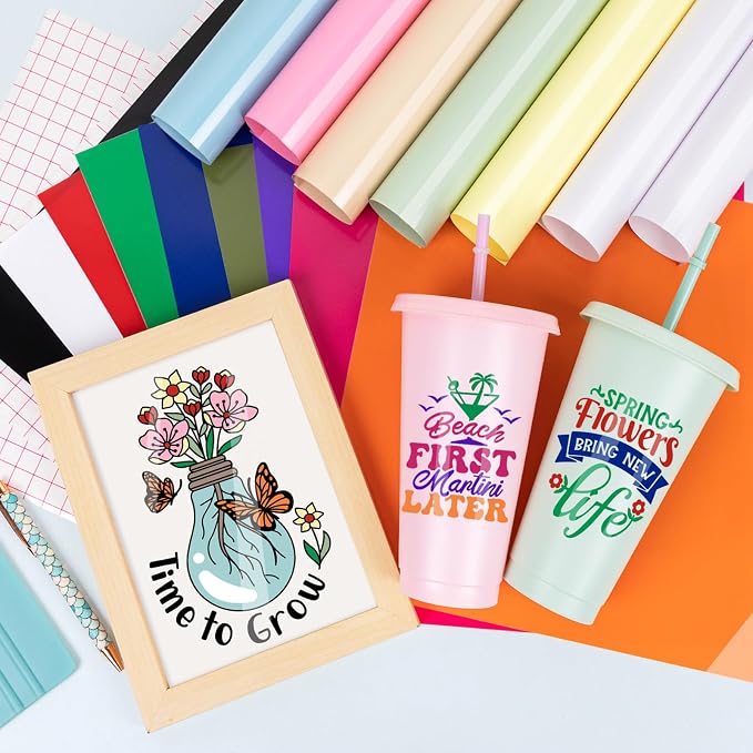VINYL FROG Permanent Adhesive Vinyl Bundle 20 Pack Glossy Permanent Vinyl