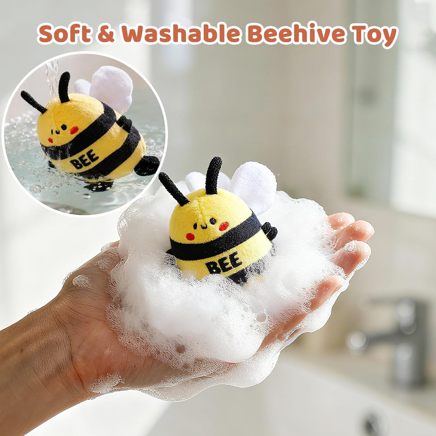 Baby Toys 6-12 Months – Beehive Infant Toy with 5 Sensory Bees, Rattle, Music, Mirror Montessori Toys for 6 7 8 9 10 11 12 Month Old Baby, Boys Girls Birthday