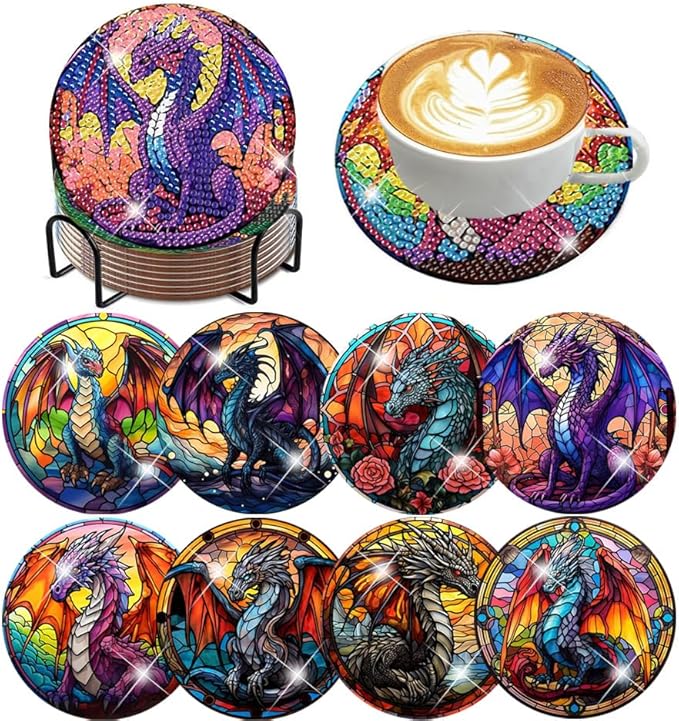 ijbnhd 8 PCS Diamond Art Coasters Kits