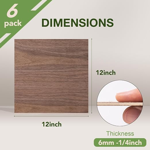 6 Pack Walnut Plywood, Thin Wood Sheets Blanks