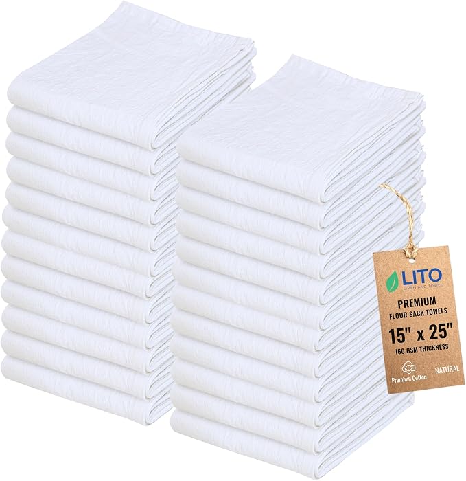 Flour Sack Towels – 24 Pack Cotton Kitchen Dish Towel, Tea Towels