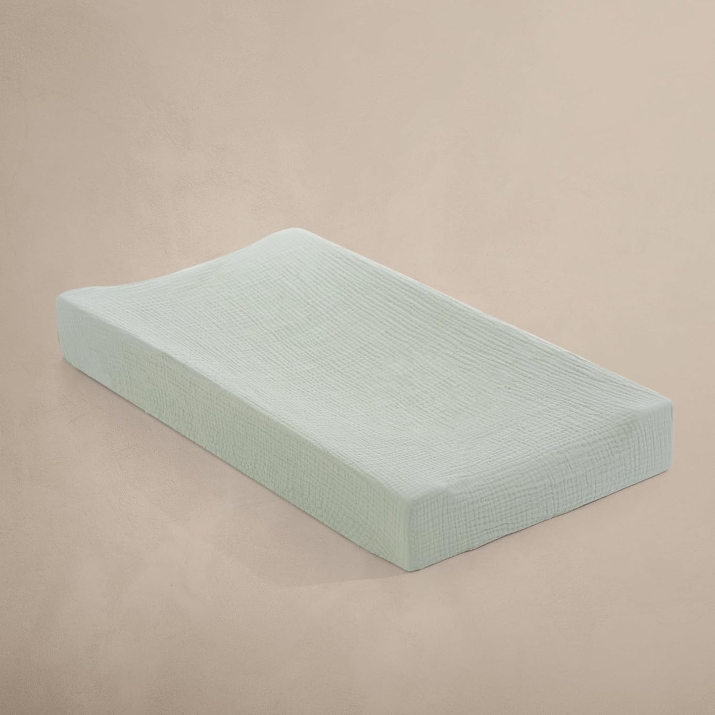 Oilo Muslin Changing Pad Cover, Ultra Soft Breathable 100% Organic Cotton Muslin, Fitted, Machine Washable, Fits Standard Changing Pads (32" x 16"), Heirloom Organic Collection, Sea Moss Sage Green