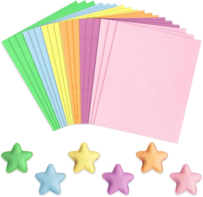 Whaline 18Pcs Pastel Felt Fabric Sheets Pink Blue Assorted Soft Thick Craft
