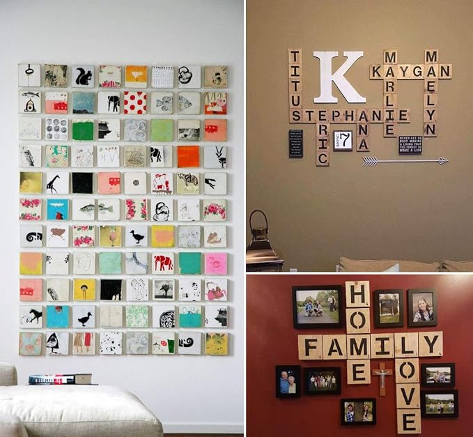 ilauke Wood Squares 4x4 Inch, Laser Cutting, Wood Burning, Scrabble Tiles