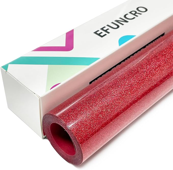 Efuncro- Red Glitter HTV Heat Transfer Vinyl