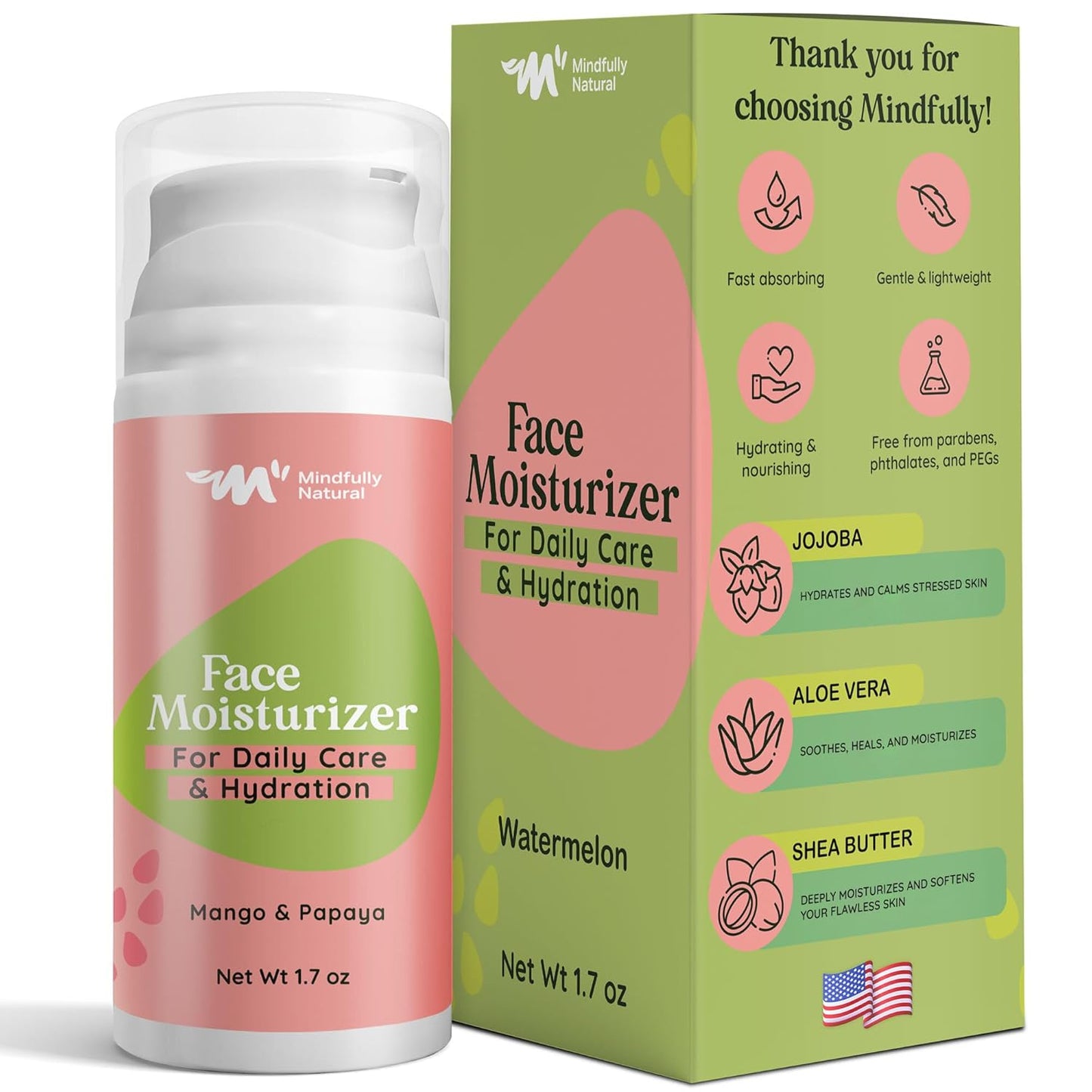 Kids Face Lotion with Shea Butter, Aloe Vera & Jojoba – Gentle, Hydrating Moisturizer for Girls & Boys Ages 8-12 – Lightweight, Fast-Absorbing Daily Face Cream for Sensitive Skin (Watermelon)