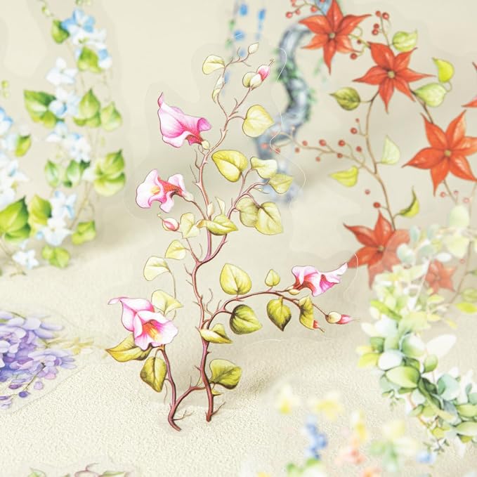120 Pcs Floral Vine PET Stickers