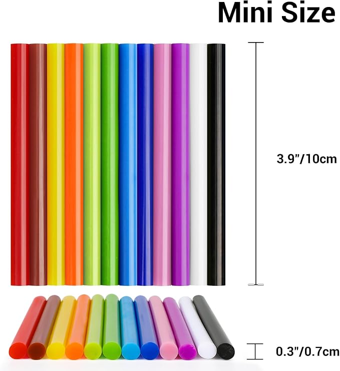 120 Pack Colored Hot Glue Sticks, Mini Hot Glue Sticks Bulk, Wax Seal Stamp