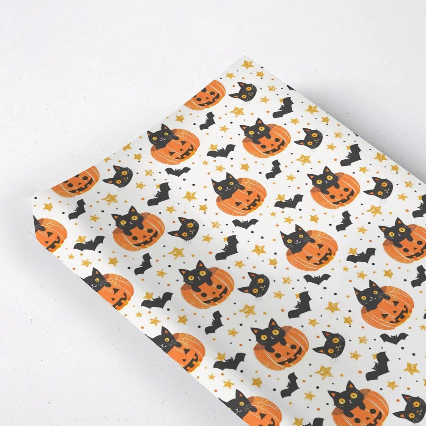 Cute Halloween Pumpkin Cat Bats Stars Pattern Baby Changing Pad Cover, Unisex Fall Winter Holiday Nursery Diaper Changing Table Pad Mat Sheet for Boys Girls-16x32