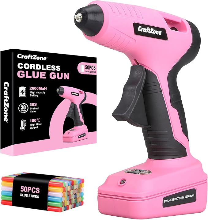 Cordless Hot Glue Gun | 8V Rechargeable Fast Preheating Glue Gun Kit