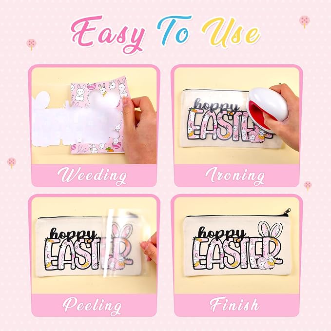 Tintnut Pink Easter Heat Transfer Vinyl, easy cut & weed, stretch washable