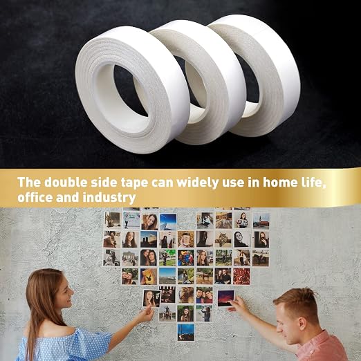 3 Rolls Thin Double Sided Tape for Crafts, Scrapbooking, Photography, Paper