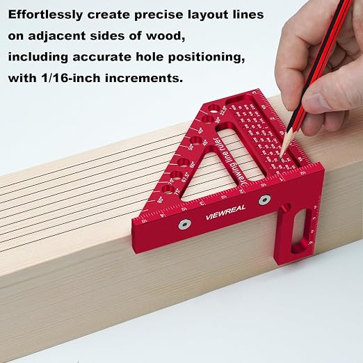 Premium Carpenter Square Hole Scribing Ruler Woodworking Square 22.5-90 Degree
