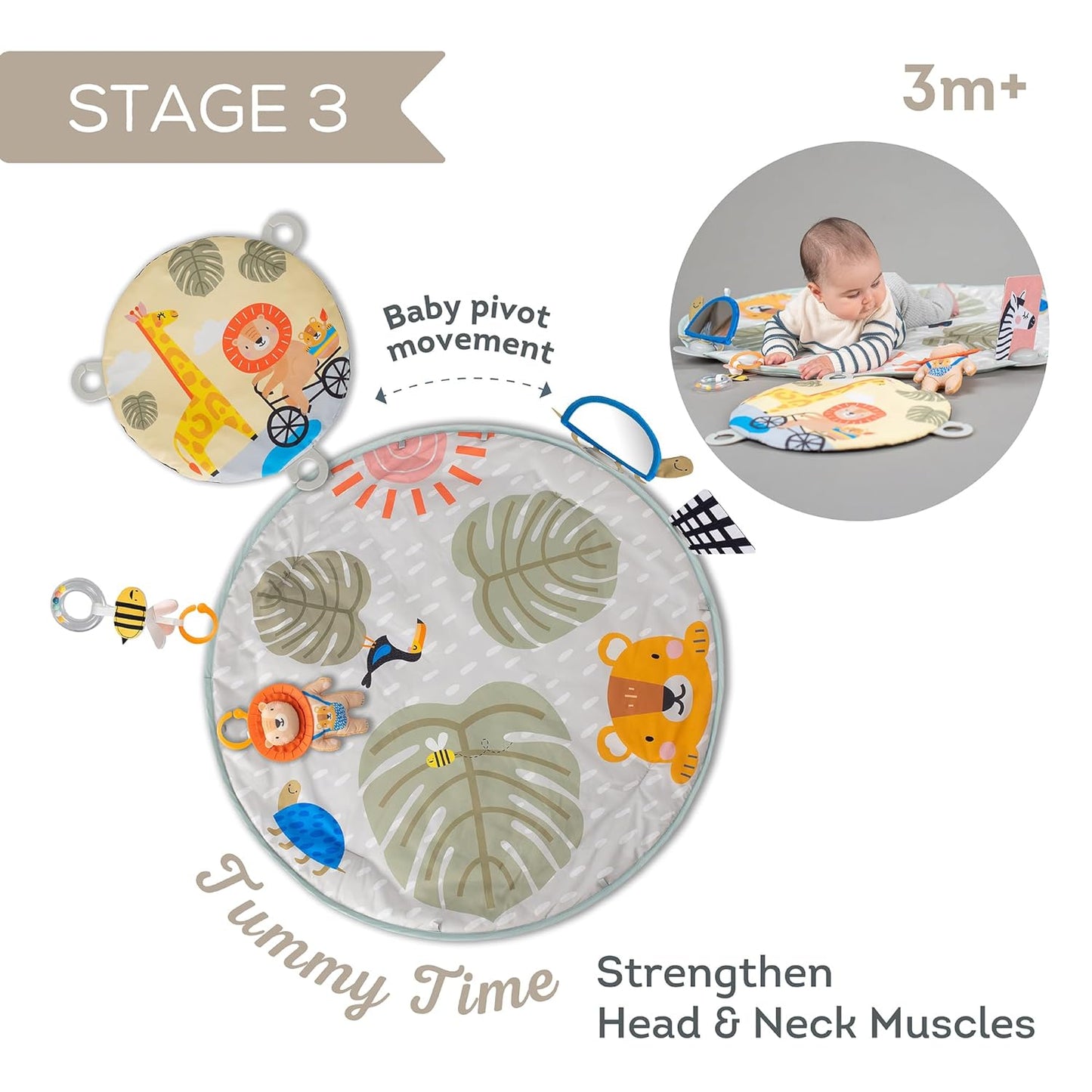 Taf Toys Savannah 360° Activity Gym with Music & Light & 20 Playful Activities, Thickly Padded with Soft Mat and a Unique “Crinkle Toy” for a Variety of Body Positioning for Newborn and Up