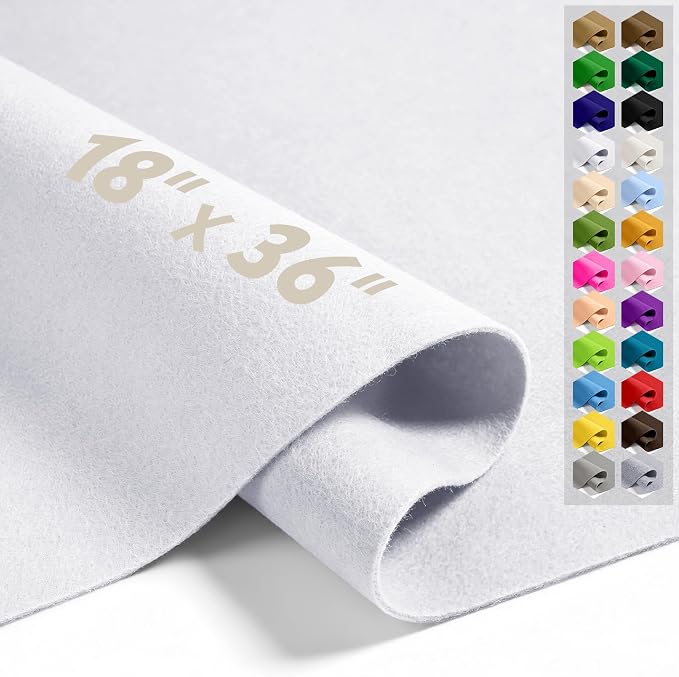 White 18" X 36" Felt Fabric Sheet