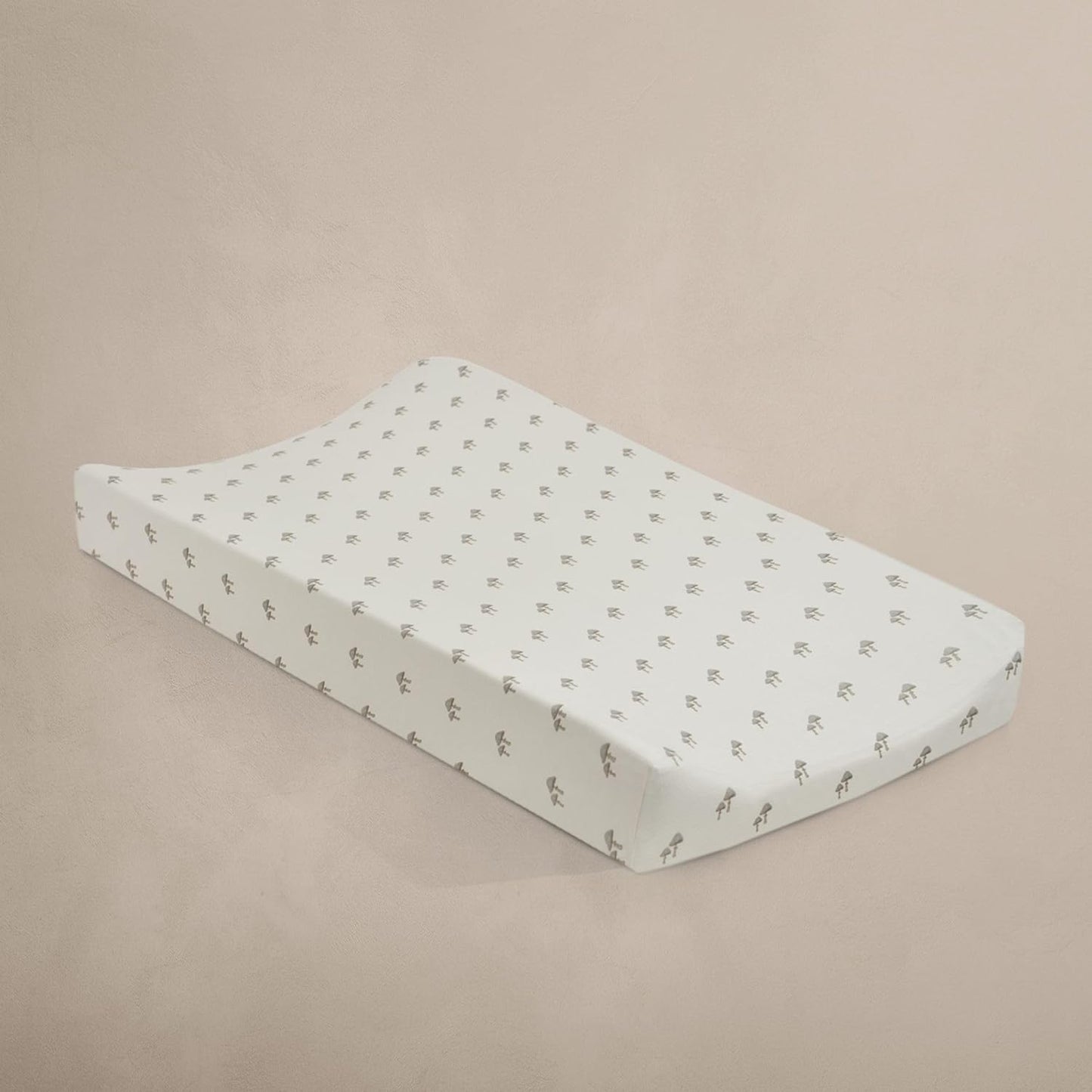 Oilo Changing Pad Cover, Breathable 100% Organic Cotton Fitted Jersey, 300 Thread Count, Machine Wash, Fits Standard Changing Pads (32" x 16"), Heirloom Organic Collection, Mushroom