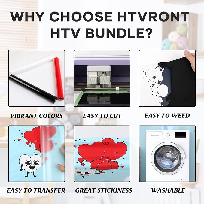 HTVRONT HTV Vinyl Rolls Black White and Red Heat Transfer Vinyl