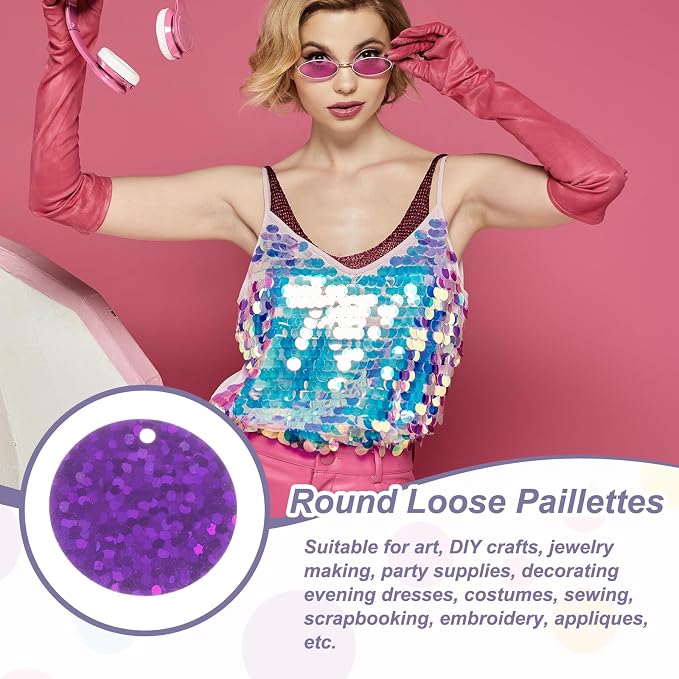 MECCANIXITY 700 Pcs Flat Round Sequins 15mm/0.6 Inch Loose Paillettes Craft