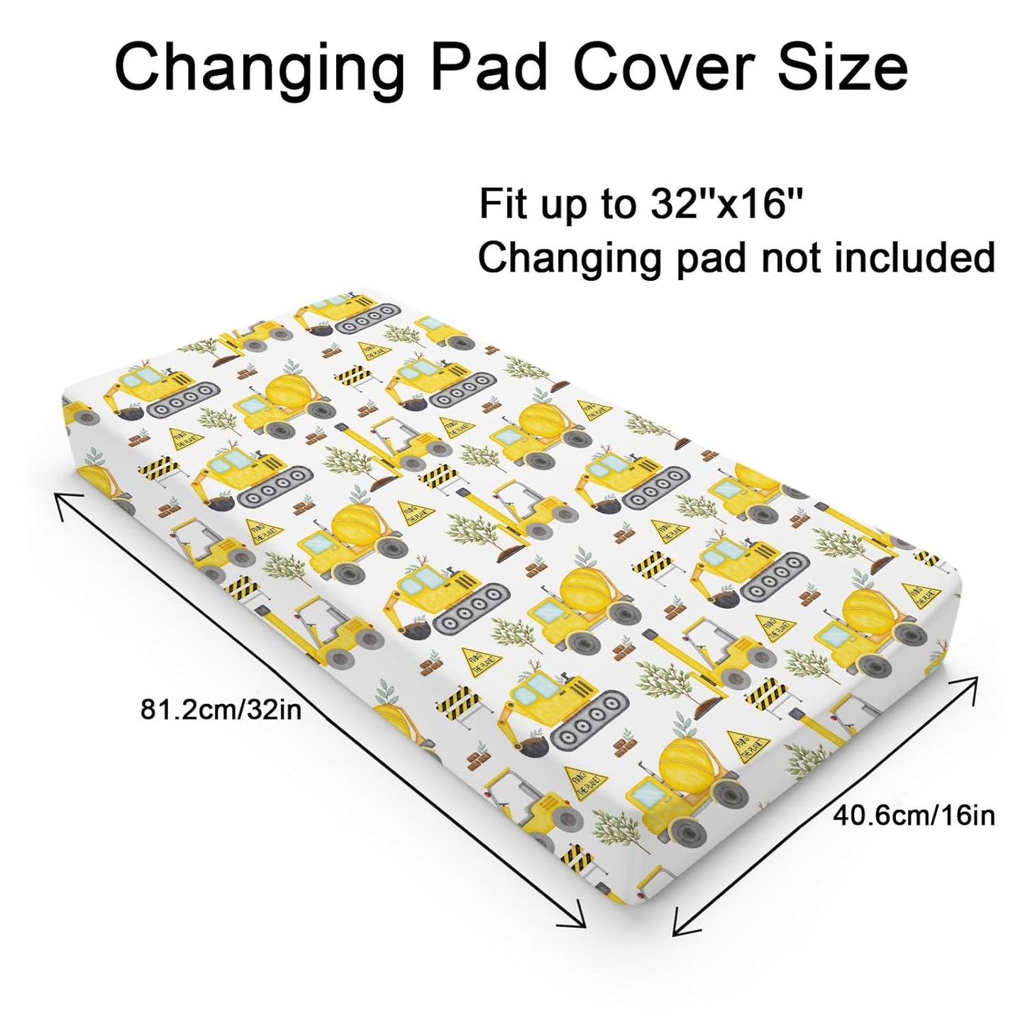 Construction Truck Excavator Tractor Trees Changing Pad Cover Cute Construction Trucks Plants Fitted Baby Change Table Sheets for Boys Girls Soft Stretch Fitted Changing Table Mats Cover 32''x16''
