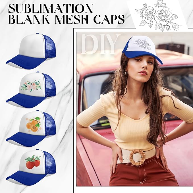 Vabean 24 Pack Sublimation Blank Cap Trucker Mesh Cap Unisex Plain Blank