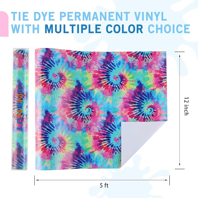 Tintnut Tie Dye Permanent Vinyl Roll 12in x 5ft Purple Red Adhesive Vinyl |