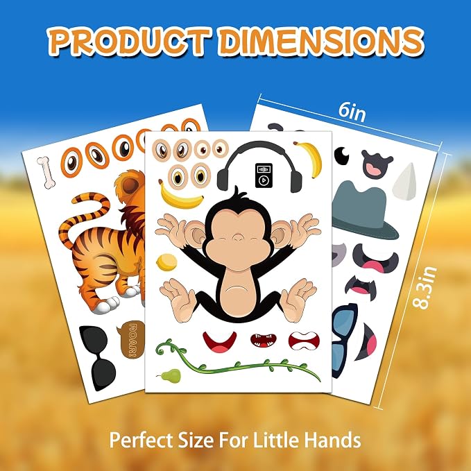 Aowplc 48 Make A Safari Animal Sticker Sheets