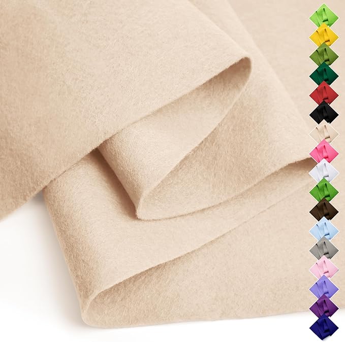 Soft Felt Fabric Sheet 18" x 36", 1.6mm Acrylic Craft Felt, Large Precut Sheet