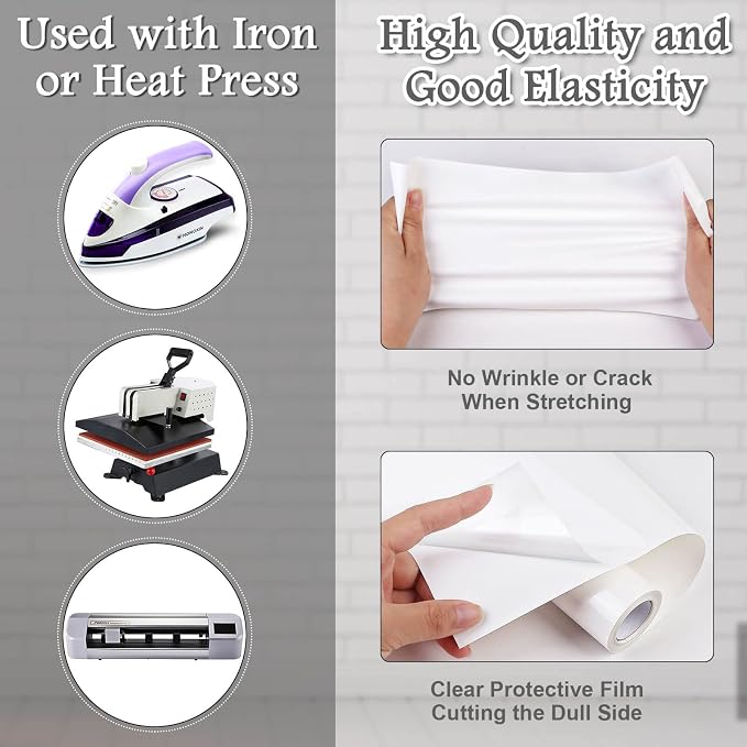 Flasoo Heat Transfer Vinyl Rolls, Compatible