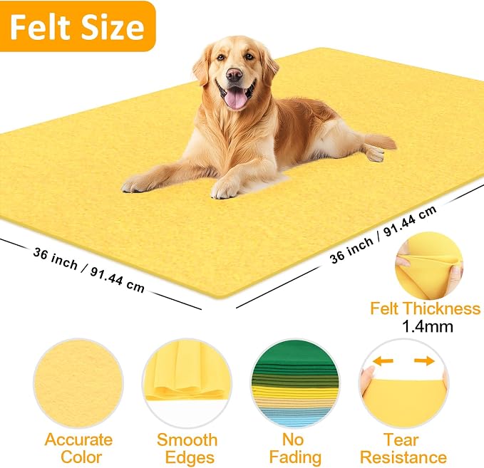 Butter Yellow Felt Fabric Sheet 36" X 36", 1.4mm Thick Large Soft Durable