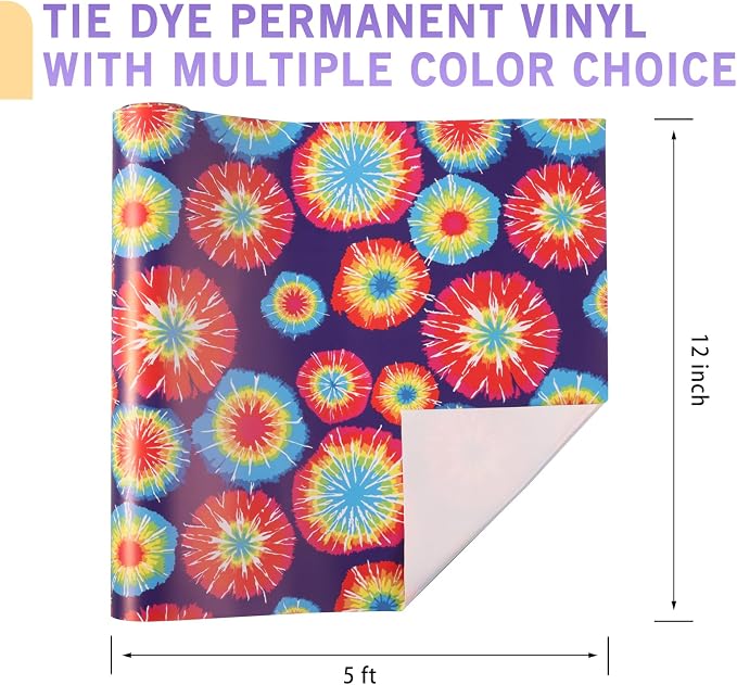 Tintnut Swirl Permanent Vinyl 8 Sheets 12"x10" Tie Dye Adhesive Vinyl |