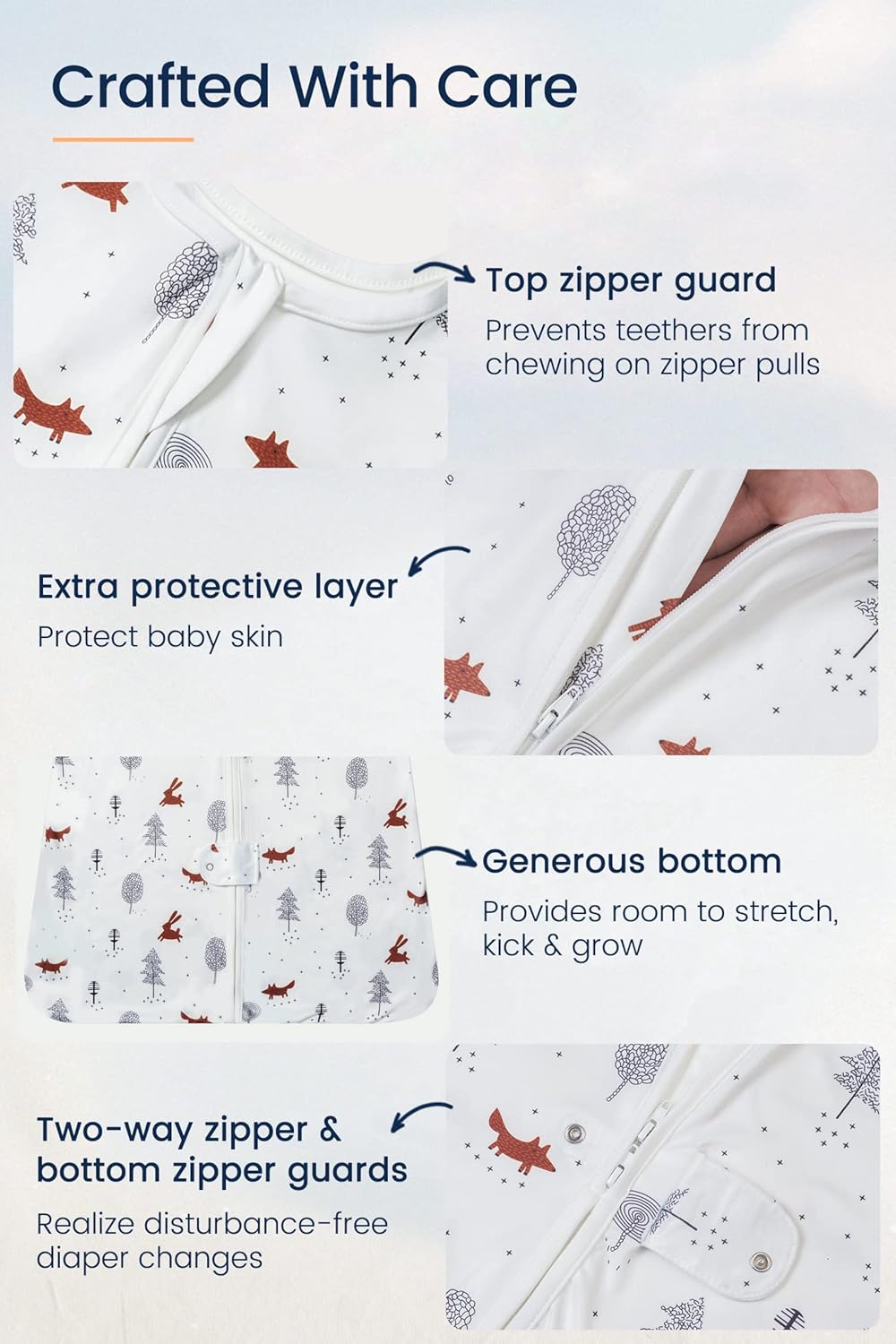 TotAha Light Sleep Sack, Stretchy, Soft, Cozy Wearable Blanket Sleep Bag with 2-Way Safe Zippers for 0-6-12-24 Months 0.5 TOG