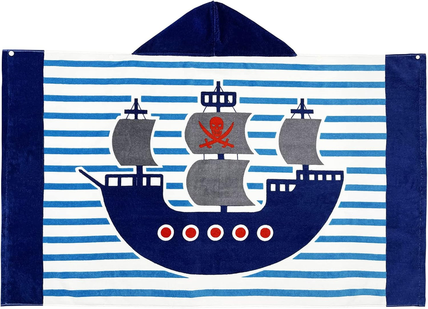 BANGSAUR Kids Hooded Beach Bath Towels, 100% Cotton 50"x30" Wrap Blanket, Toddlers Boys 3-12 Years Coverup Towel Pirate Ship